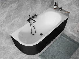Vonia, laisvai pastatoma Besco Avita A-line B&W, 170 cm x 75 cm x 59.5 cm, balta sp./juoda sp.