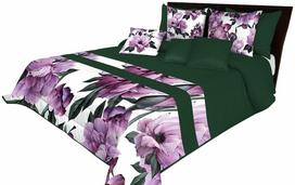 Lovatiesė NMR-019, balta sp./žalia sp./violetinė sp., 170 cm x 210 cm