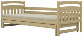 Vaikiška lova su ištraukiama papildoma lova Kocot Kids Tosia, lakuota mediena sp., 90 x 180 cm, be patalynės dėžės, su čiužiniu