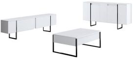 Svetainės baldų komplektas Kalune Design Luxe, vidaus, balta sp./juoda sp.