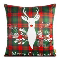 Kalėdinis dekoratyvinės pagalvėlės užvalkalas Reindeer PSWA-173, balta sp./raudona sp./žalia sp., 60 cm x 60 cm