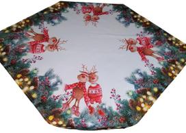 Kalėdinė staltiesė kvadratinė Reindeer, ruda sp./balta sp./raudona sp., 110 x 110 cm