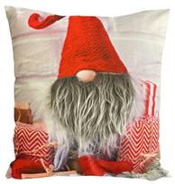 Kalėdinis dekoratyvinės pagalvėlės užvalkalas Gnome JCL-431, balta sp./pilka sp./raudona sp., 40 cm x 40 cm