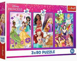 Dėlionė 3in1 Trefl Disney Princesses Friends 34884, 27.5 cm x 18 cm, 240 vnt., įvairių spalvų