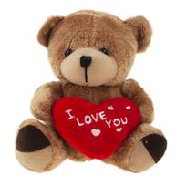 Pliušinis žaislas meška I Love You, ruda sp./raudona sp., 12 cm