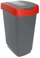 Šiukšliadėžė Jotta Domino, raudona sp./pilka sp., 25 l, 46.5 cm x 25.6 cm