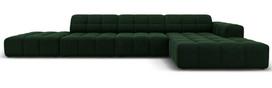 Kampinė sofa Micadoni Home Jennifer Velvet, tamsiai žalia sp., dešininė, 341 x 166 cm x 70 cm