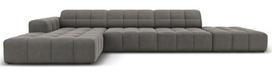 Kampinė sofa Micadoni Home Jennifer Velvet, šviesiai pilka sp., kairinė, 341 x 166 cm x 70 cm