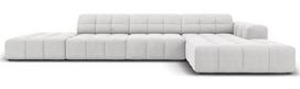 Kampinė sofa Micadoni Home Jennifer Velvet, sidabro sp., dešininė, 341 x 166 cm x 70 cm