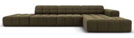 Kampinė sofa Micadoni Home Jennifer Velvet, žalia sp., dešininė, 341 x 166 cm x 70 cm