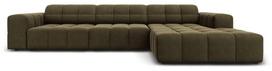 Kampinė sofa Micadoni Home Jennifer Velvet, žalia sp., dešininė, 284 x 166 cm x 70 cm