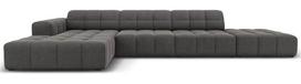 Kampinė sofa Micadoni Home Jennifer Velvet, pilka sp., kairinė, 341 x 166 cm x 70 cm