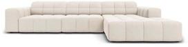 Kampinė sofa Micadoni Home Jennifer Velvet, smėlio sp., dešininė, 284 x 166 cm x 70 cm