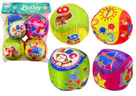 Žaislų rinkinys kūdikiams, kamuolys Lean Toys Baby, 10 cm, įvairių spalvų, 4 vnt.