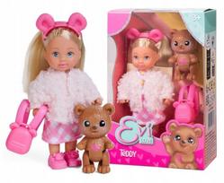 Lėlė su priedais Simba Evi Love Teddy, 12 cm, rožinė sp.