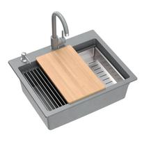 Virtuvinė plautuvė Quadron Kurt 110, granitas, 59 cm x 50 cm x 21.5 cm, pilka
