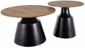 Kavos staliukų komplektas Itaka, ruda sp./juoda sp., 50 - 70 cm x 70 cm x 40 - 50 cm, 2 vnt.