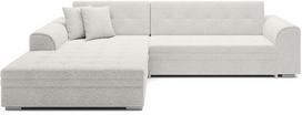 Kampinė sofa - lova Sorento, balta sp., kairinė, 194 x 296 cm x 78 cm