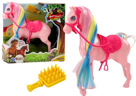 Žaislinė figūrėlė, su priedais, žirgų aptvaras Lean Toys Horses Family, 20 cm, rožinė sp.