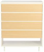 Komoda Home4you Herta 40730, balta sp./šviesiai ruda sp., 97 cm x 40 cm x 80 cm