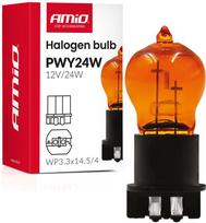Automobilio lemputė AMiO PWY24W, halogeninė, juoda sp./oranžinė sp., 12 V