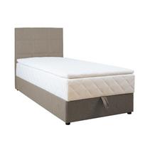 Lova viengulė continental Home4you Levi, 90 x 200 cm, tamsaus smėlio spalva, su čiužiniu, su grotelėmis