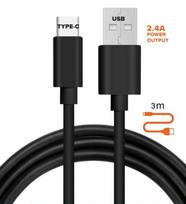 Kabelis Alburnus, USB/USB Type-C, 300 cm, juoda sp.