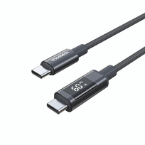 Choetech XCC-1068 PD 60W USB-C – USB-C Cable with Display 1.2 m – juodos spalvos