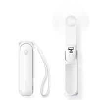 Jisulife Handheld Fan Life8 Mini nešiojamas USB ventiliatorius with 2000mAh Power Bank and Flashlight – baltos spalvos