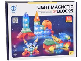 Žaislinių kaladėlių rinkinys Light Magnetic, 64 vnt., įvairių spalvų