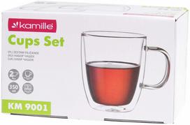 Dvigubo stiklo puodelių rinkinys Kamille 9001, skaidri sp., 0.35 l