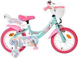 Vaikiškas dviratukas su papildomais ratukais, vaikų Volare Unicorn FW Z88, žalia sp., 14"