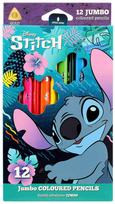 Piešimo pieštukų rinkinys Stitch Blue JUMBO, 12 vnt.