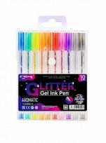 Rašymo rinkinys Yalong Glitter YL222618-10, įvairių spalvų, 0.5 mm, 10 vnt.