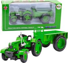 Žaisliniai traktoriai su priedais Lean Toys With Tipping Trailer, 1:18, žalia sp.