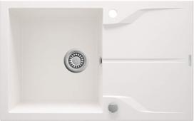 Virtuvinė plautuvė Deante Andante Flush, granitas, 78 cm x 49 cm x 18 cm, balta sp.