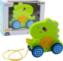 Traukiamas žaislas, dinozauras Lean Toys Pull Rope Car, 17.5 cm, žalia sp.