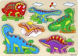 Medinė dėlionė, dinozauras Lean Toys, 22 cm, įvairių spalvų, 11 vnt.