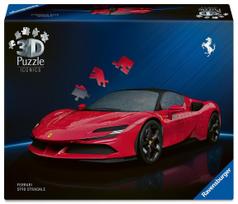 3D dėlionė Ravensburger Ferrari SF90 Stradale, 25.1 cm x 12.8 cm, 163 vnt., raudona sp.