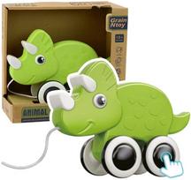 Traukiamas žaislas, dinozauras Lean Toys Animal, 14 cm, žalia sp.