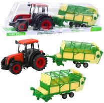 Žaisliniai traktoriai su priedais Lean Toys Farm World, raudona sp./geltona sp./žalia sp.