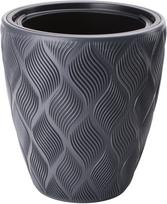 Gėlių vazonas Form Plastic Flow, plastikinis, 40 cm x 40 cm, Ø 40 cm, juoda sp.