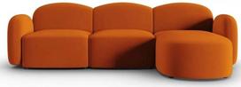 Kampinė sofa Micadoni Home Blair Velvet, oranžinė sp., dešininė, 272 x 155 cm x 80 cm
