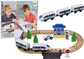 Žaislinis traukinys su bėgiais Lean Toys Wooden, įvairių spalvų