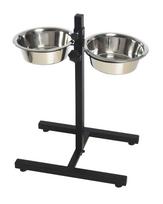 Stovas su dubenėliais šuniui Höppy H-BASE 2QT, 1.8 l, 0.30 cm x 0.30 cm, 2 vnt., sidabro sp.