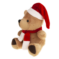 Pliušinis žaislas meška Christmas, ruda sp./raudona sp., 15 cm