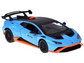 Žaislinis automobilis MSZ Lamborghini Huracan STO, 1:32, mėlyna sp./oranžinė sp.