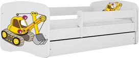 Vaikiška lova Kocot Kids Babydreams Digger, balta sp., 70 x 140 cm, be patalynės dėžės, su čiužiniu