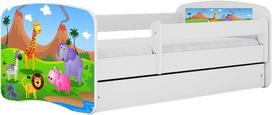 Vaikiška lova Kocot Kids Babydreams Safari, balta sp., 80 x 160 cm, be patalynės dėžės, be čiužinio