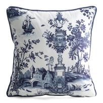 Dekoratyvinės pagalvėlės užvalkalas Velvet JA174-08, mėlyna sp./balta sp., 45 cm x 45 cm